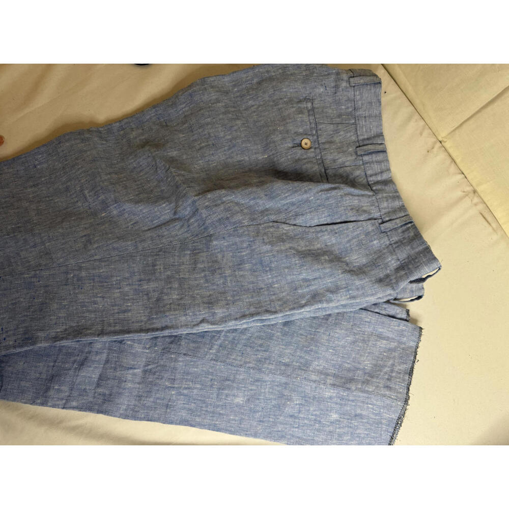 Hiltl Men's Linen Pants Light Blue Size 34/38 - Picture 8 of 10